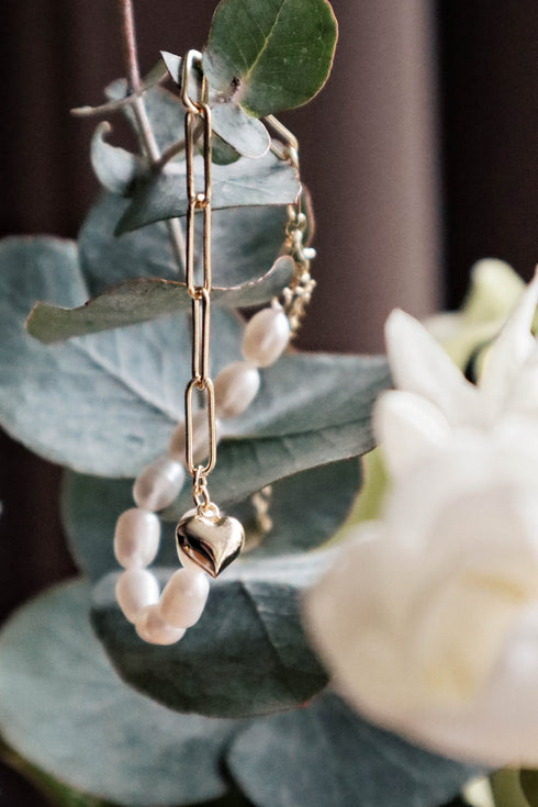 Bratara cu perle Evelyn (Silver/Gold)